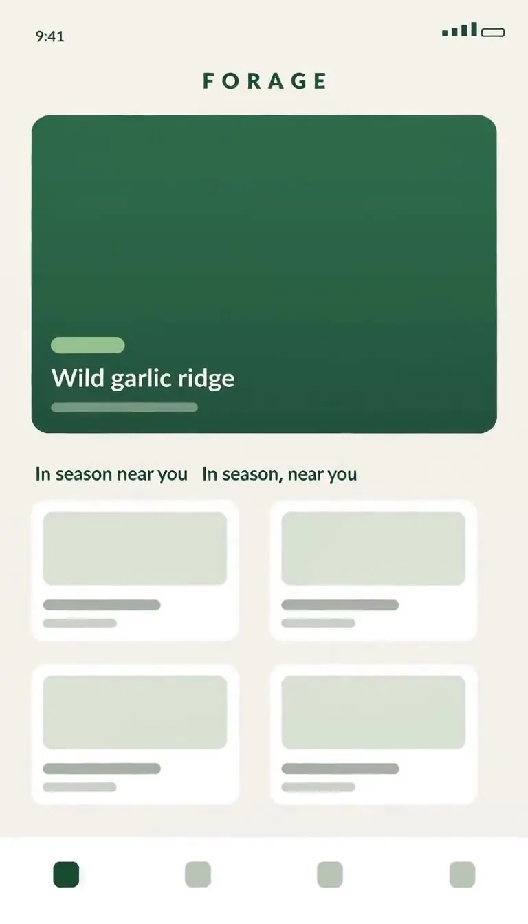 A frame of the App screen intro, 9:16, animating the invented Forage mark