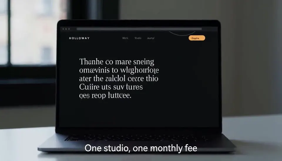 A frame of the Website intro video, animating the invented Holloway mark