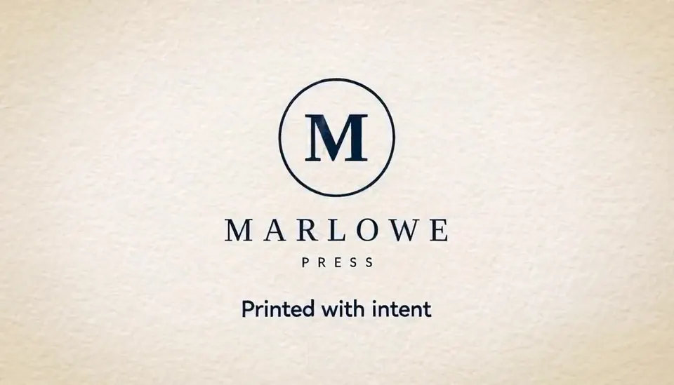 A frame of the Ink logo animation, animating the invented Marlowe Press mark